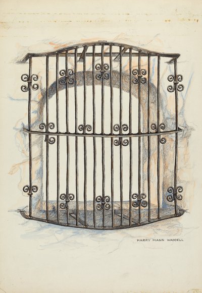 Iron Grille at Window by Harry Mann Waddell