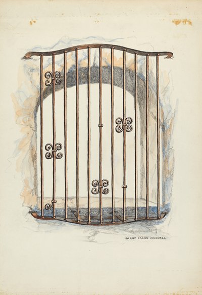 Iron Grille at Window by Harry Mann Waddell