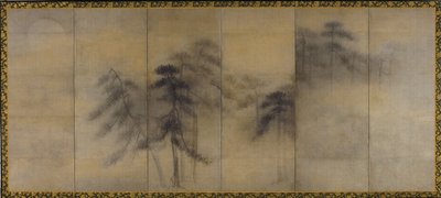 Pine Trees in Moonlight by Hasegawa Tohaku
