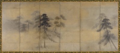 Pine Trees in Moonlight by Hasegawa Tohaku
