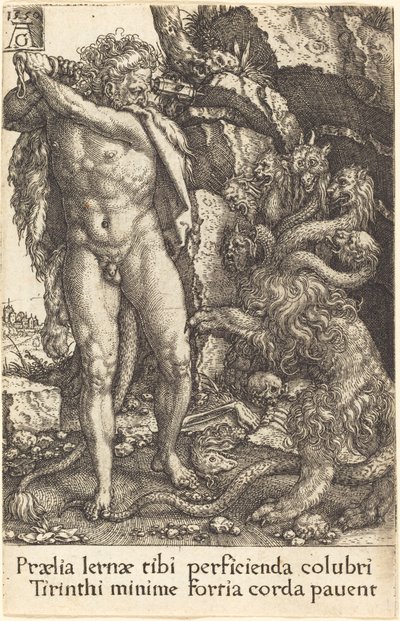 Hercules Fighting with the Hydra of Lerna by Heinrich Aldegrever