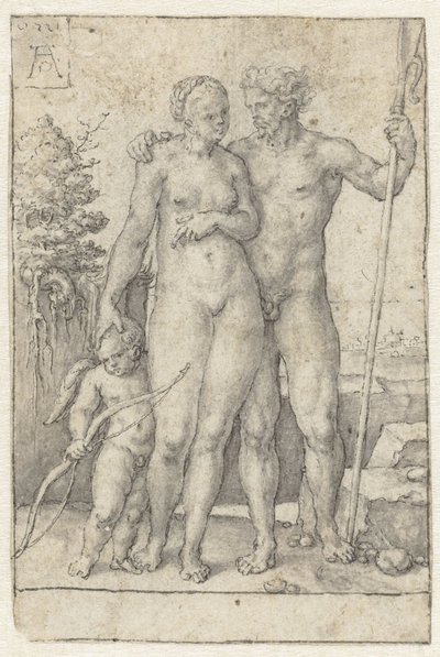 Paris, Oenone, and Cupid by Heinrich Aldegrever