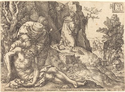 The Good Samaritan Ministering to the Traveler by Heinrich Aldegrever