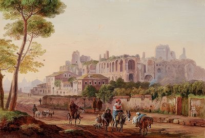 Roman Street Scene in Front of the Palatine. 1832 by Heinrich Burkel