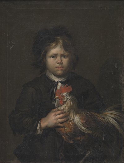 A Farm Boy with a Cock by Heinrich Dittmers