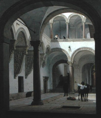 Courtyard of the Palazzo Fava, Bologna by Heinrich Hansen