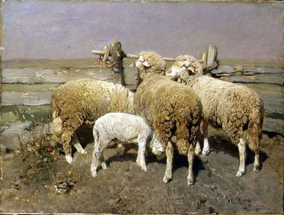 Sheep in a Pen by Heinrich Johann von Zugel