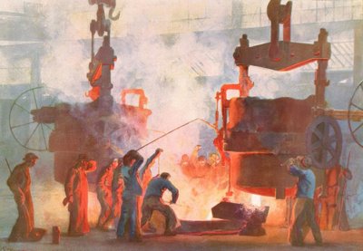 Steel Casting at Krupp / H. Kley by Heinrich Kley