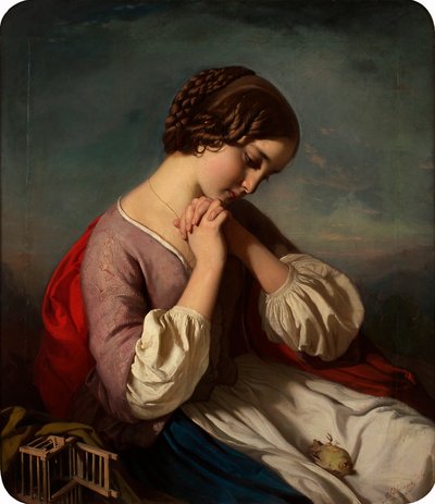Girl with Dead Bird by Heinrich Schlesinger