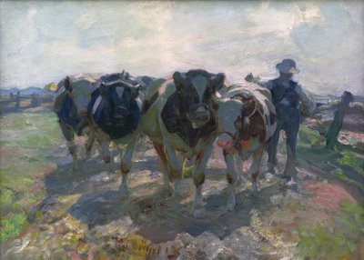 Farmer with Cows by Heinrich von Zügel