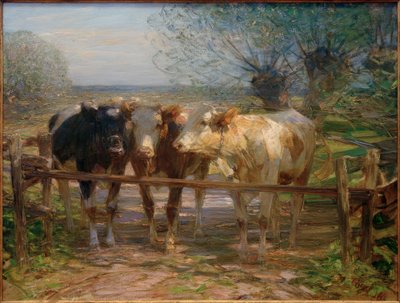 Cows at the Gate by Heinrich von Zügel