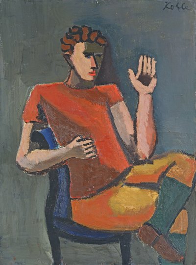 Seated Man with a Raised Hand by Helmut Kolle