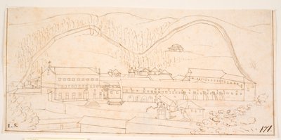 View of a Mountain Monastery by Hem
