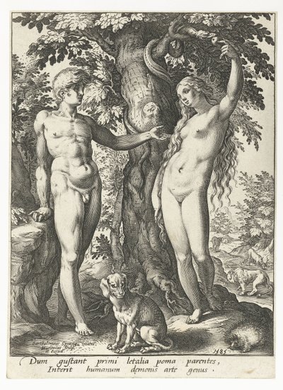 Adam and Eve and the Serpent by Hendrick Goltzius