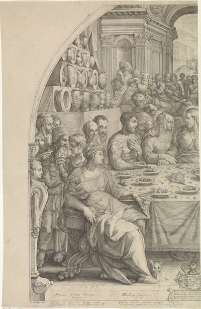 Wedding at Cana, Left Panel by Hendrick Goltzius