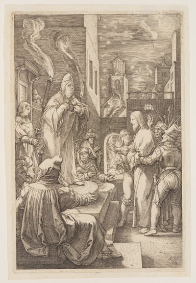 Christ before Caiaphas, from The Passion by Hendrick Goltzius