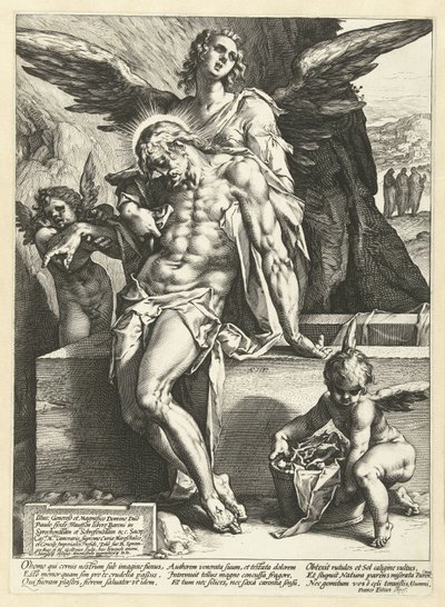 Angels Carrying the Body of Christ by Hendrick Goltzius