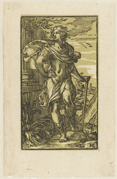 Young Man with Walking Stick by Hendrick Goltzius