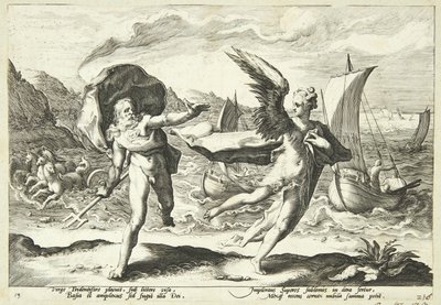 Coronis transformed into a crow by Hendrick Goltzius