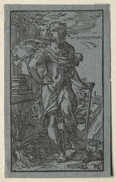 Young Man Standing with a Cane by Hendrick Goltzius