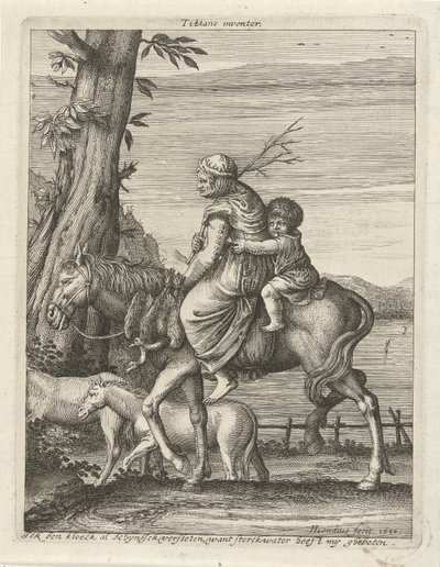 Woman and Child on Horseback by Hendrick Hondius (I)