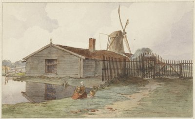 Mill with Wooden Buildings near Amsterdam by Hendrik Abraham Klinkhamer