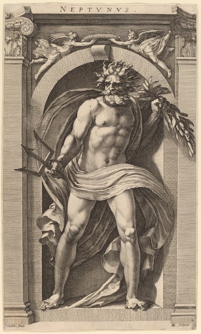 Neptune by Hendrik Goltzius after Polidoro da Caravaggio
