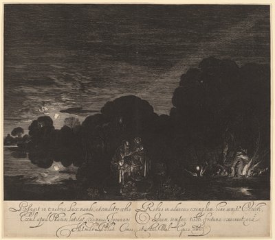 The Flight into Egypt by Hendrik Goudt after Adam Elsheimer