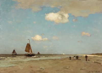 Beach scene by Hendrik Johannes Weissenbruch