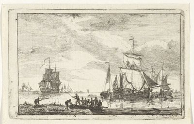 River view with fishermen by Hendrik Kobell