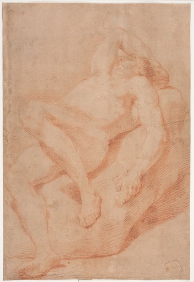 Male Model Study, Half Reclining by Hendrik Krock