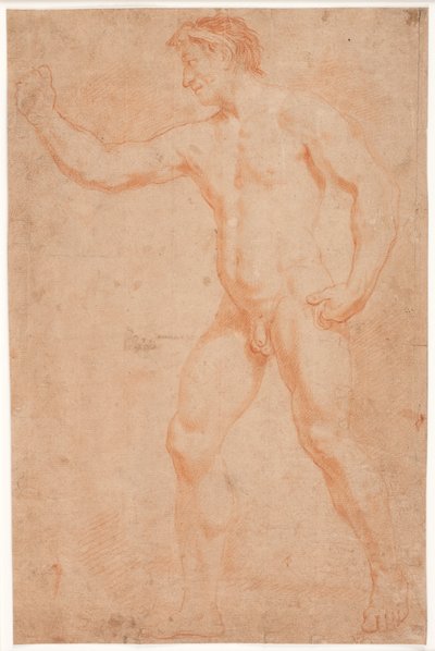 Male Model Study, Standing, with Raised Arm by Hendrik Krock