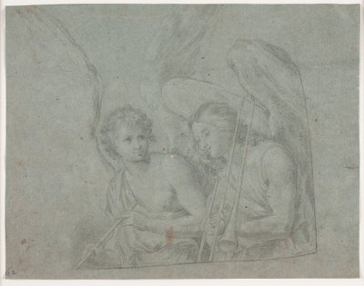 Two Angels with Musical Instruments by Hendrik Krock