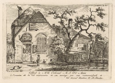 Boy with Hoop by a Farm by Hendrik Marcus Schouten