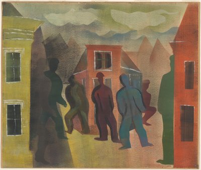 Street Scene with Figures by Hendrik Nicolaas Werkman