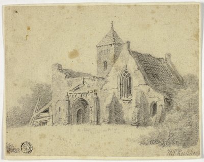 Country Church in Ruins by Hendrik Pieter Koekkoek