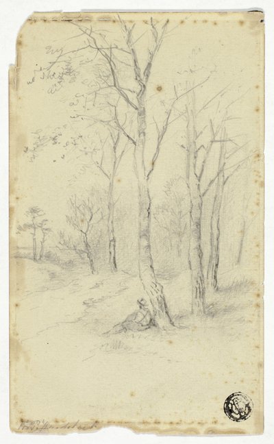 Man Sitting Under Trees by Hendrik Pieter Koekkoek