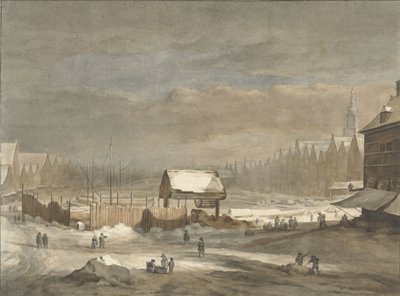 The Damrak in Winter by Hendrik Pothoven