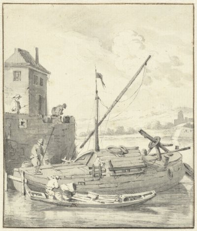 Boat by a City Wall by Hendrik Rietschoof