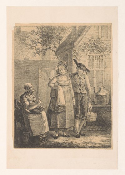 Old Woman Speaks to Young Couple by Hendrik Rochussen