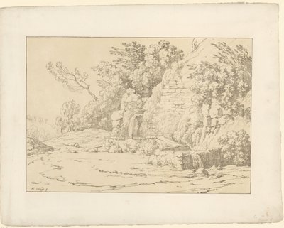 Rocks with Basins (Tentamina Lithographica, Italian Landscapes) by Hendrik Voogd