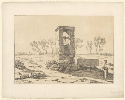 Woman at Water Well (series title: Tentamina Lithographica, Italian Landscapes) by Hendrik Voogd
