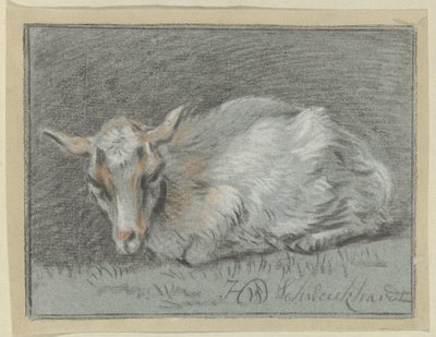 Lying Goat by Hendrik Willem Schweickhardt (signed by artist)