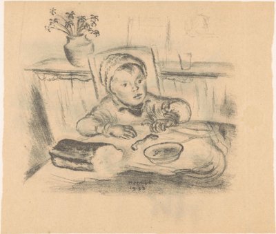 Child with Hat at Table by Henk Henriët