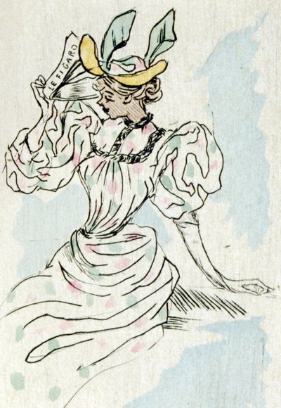 A Woman Holding a Newspaper by Henri Boutet