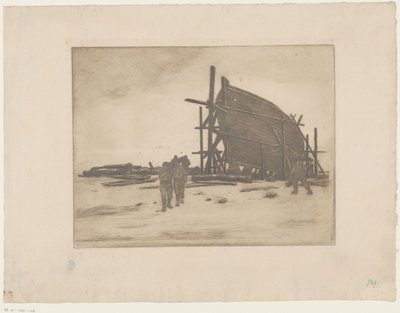 Boat Under Construction by Henri Charles Guérard