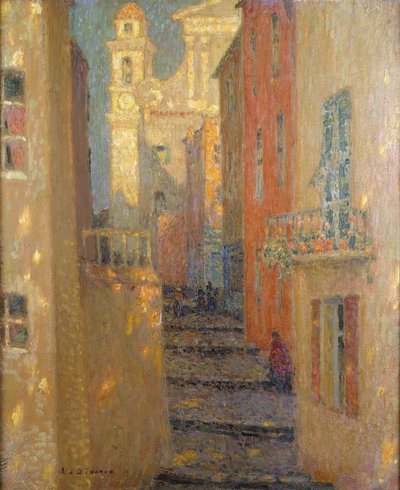 The Church Street by Henri Eugene Augustin Le Sidaner