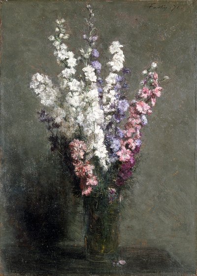 Larkspurs by Ignace Henri Jean Fantin Latour