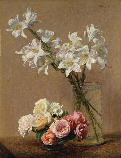 Roses and Lilies by Ignace Henri Jean Fantin Latour
