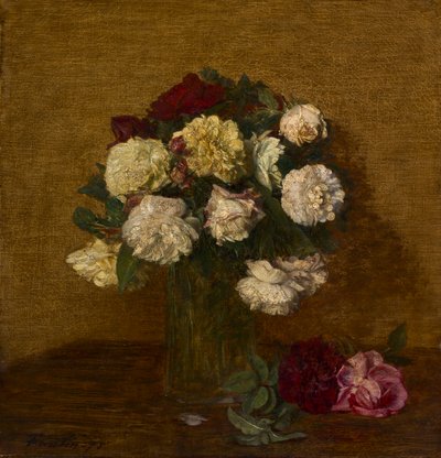Roses in a Vase by Ignace Henri Jean Fantin Latour